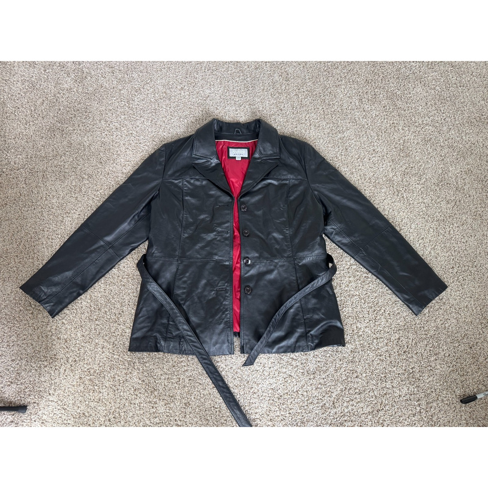 Vintage Wilsons Leather Maxima Belted Buttery Soft Black Leather Jacket XXL 90s - Picture 11 of 12